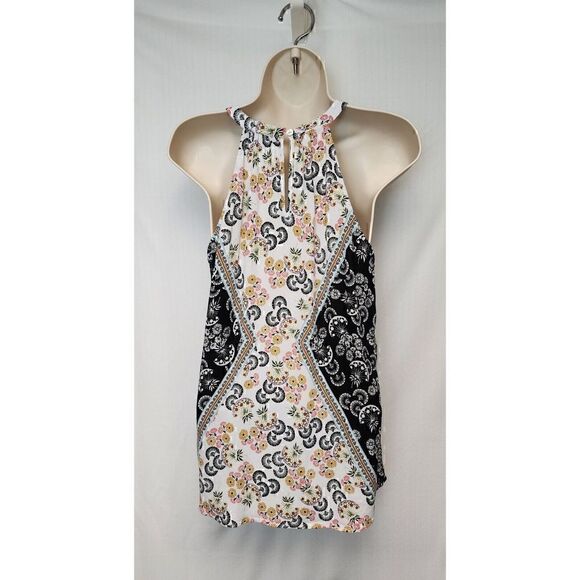 Pale Sky Sleeveless High Neck Multicolor Floral Top/Blouse Size Medium - Picture 4 of 6